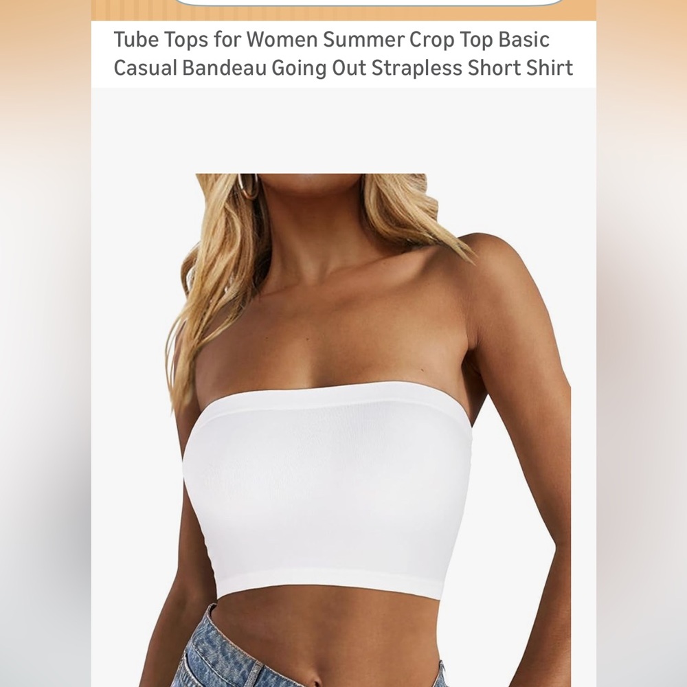 White Strapless Tube Top